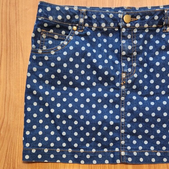 FADED GLORY GIRLS POLKA-DOT JEANS SKIRT SIZE 16 || EUC - Picture 5 of 7